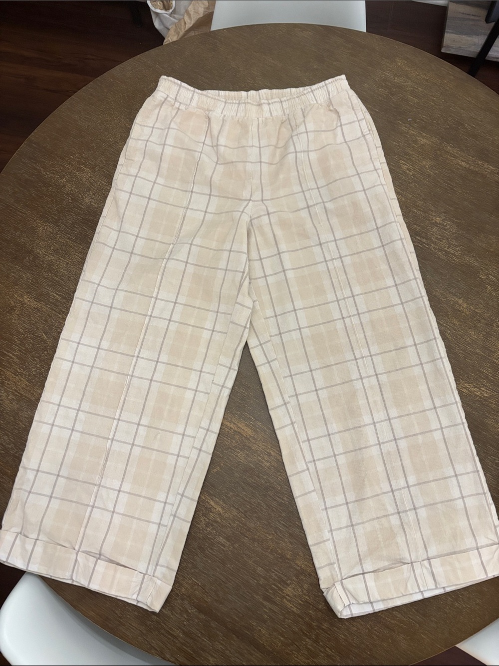 Aerie Corduroy Pull-on Wide Leg Pants with cuffed hem size Large